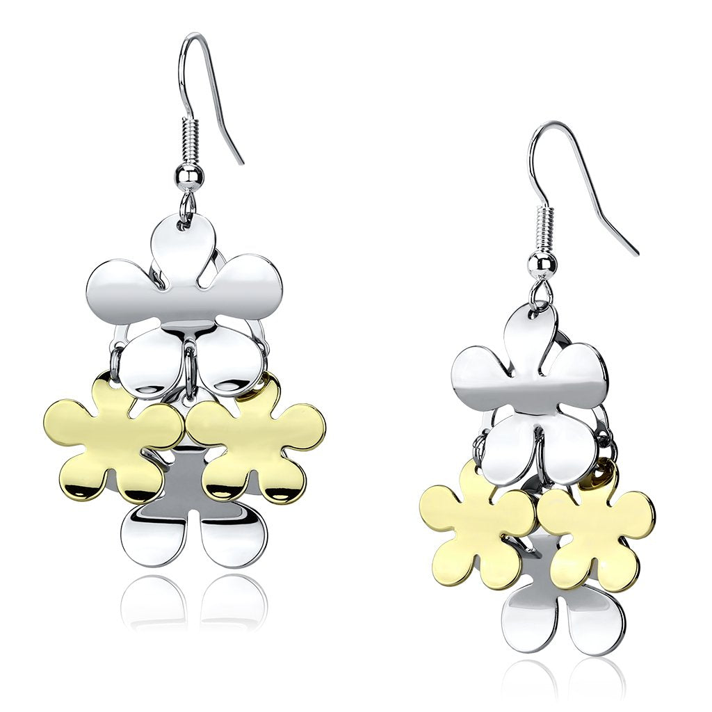 JCE2686 Gold+Rhodium Iron Earrings with No Stone