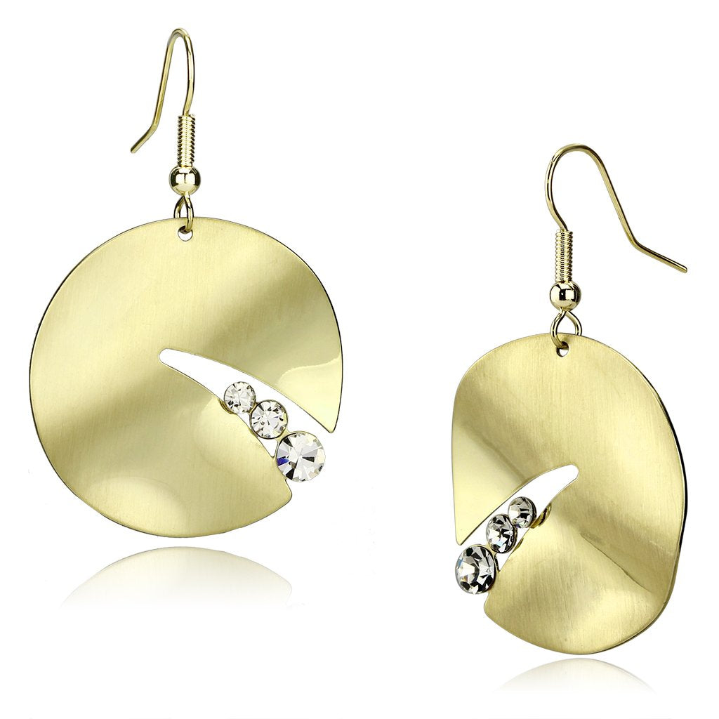 JCE2742 Matte Gold & Gold Iron Earrings with Top Grade Crystal  in Clear