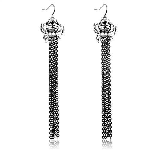JCE1481 Two-Tone IP Black Stainless Steel Earrings with Epoxy  in Jet