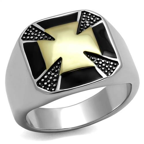 JCE3019 Two-Tone IP Gold (Ion Plating) Stainless Steel Ring with Epoxy  in Jet