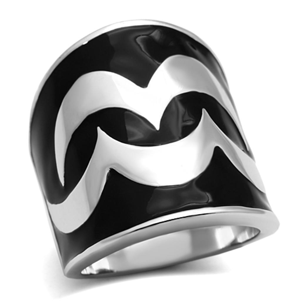 JCE926 High polished (no plating) Stainless Steel Ring with Epoxy  in Jet