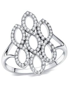 JCE071 Rhodium 925 Sterling Silver Ring with AAA Grade CZ  in Clear